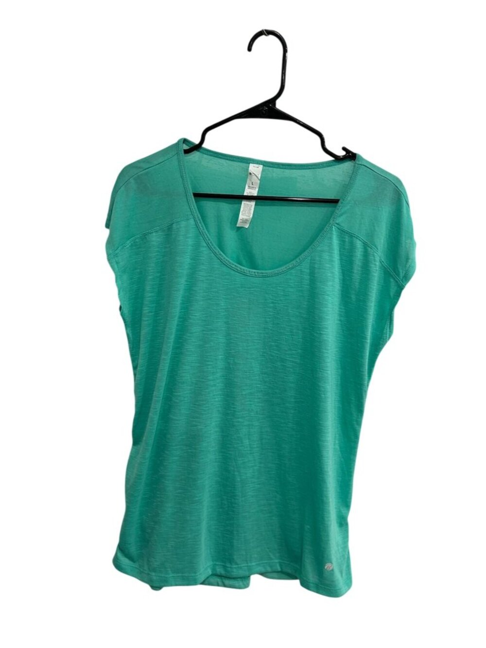 Bally Total Fitness Large Green Open Back Athletic Tee Minimalist Y2K NWT